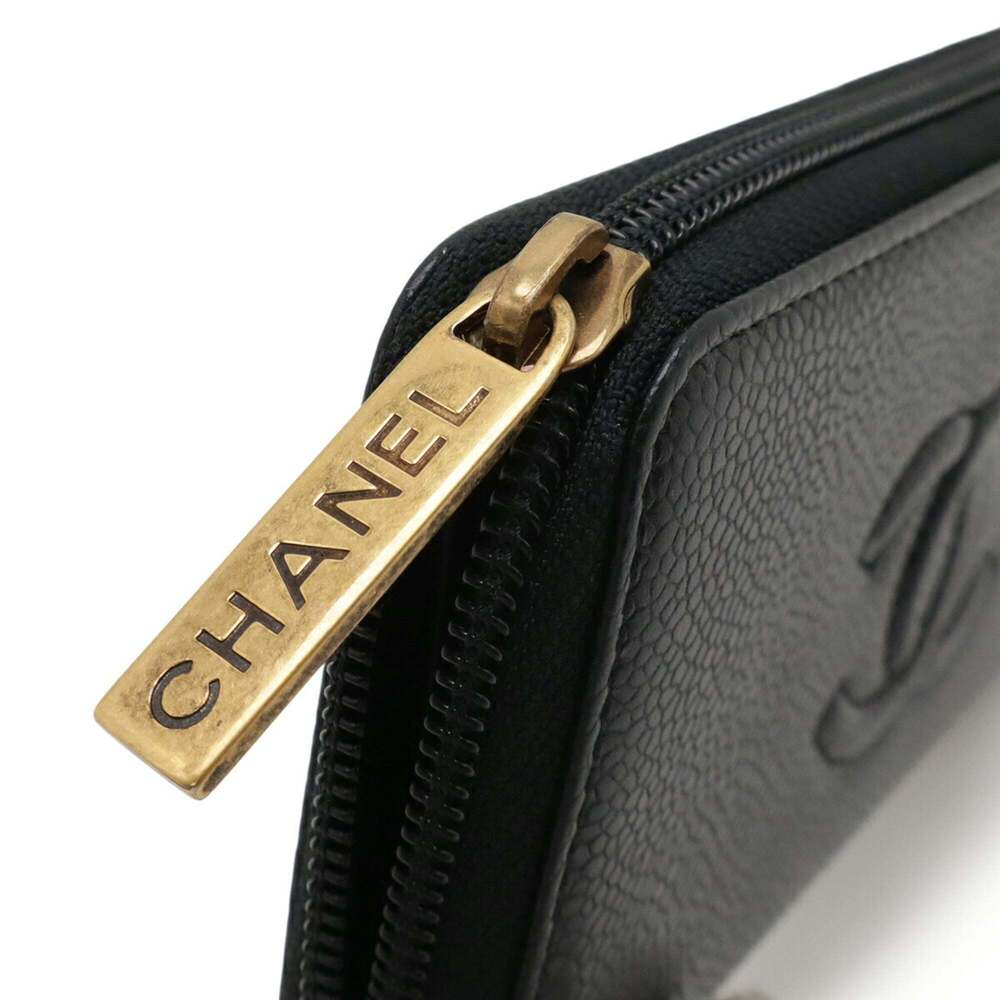 CHANEL Authentic Black Caviar Leather Logo Wallet - Picture 5 of 10
